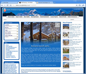 Example of web design, property investment  website